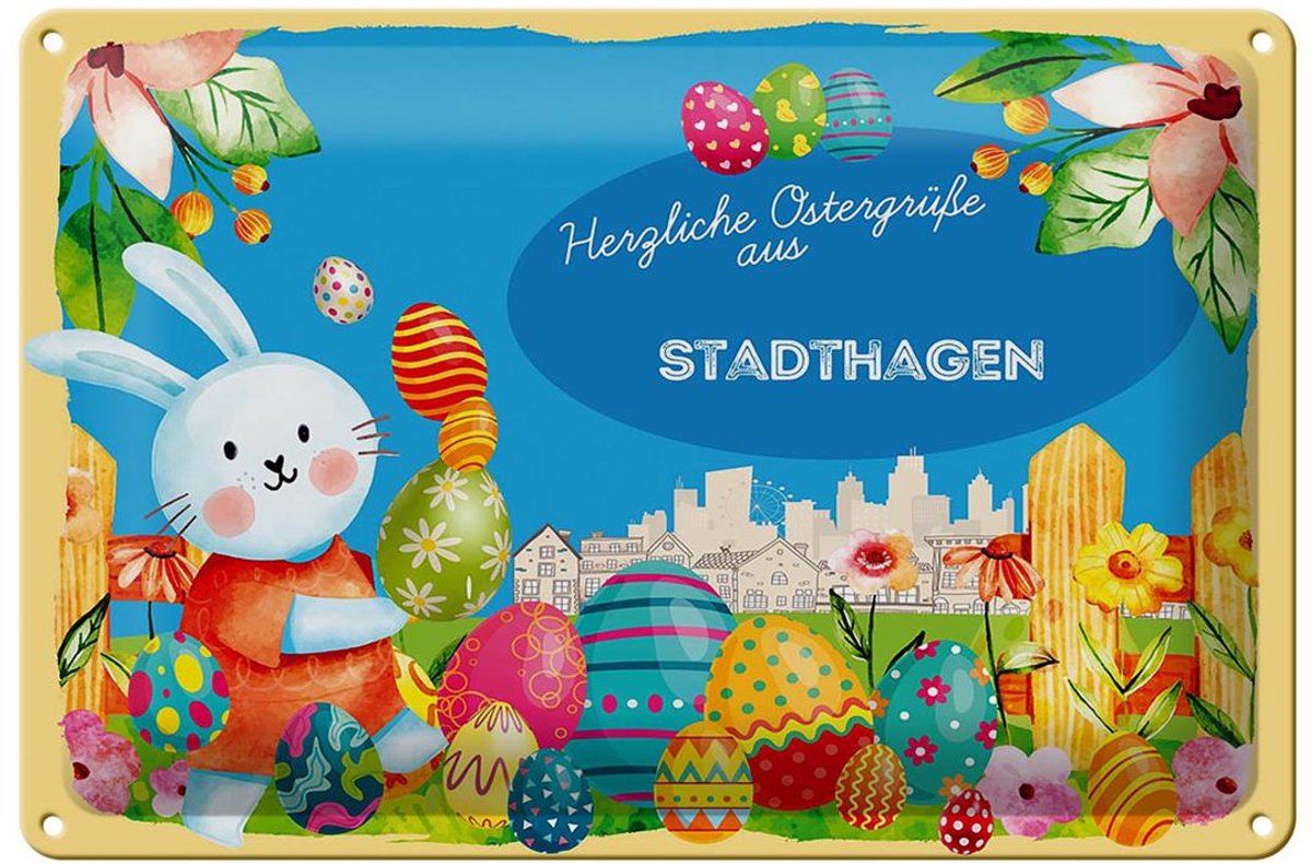 Blechschild Ostern Ostergrüße 30x20cm STADTHAGEN