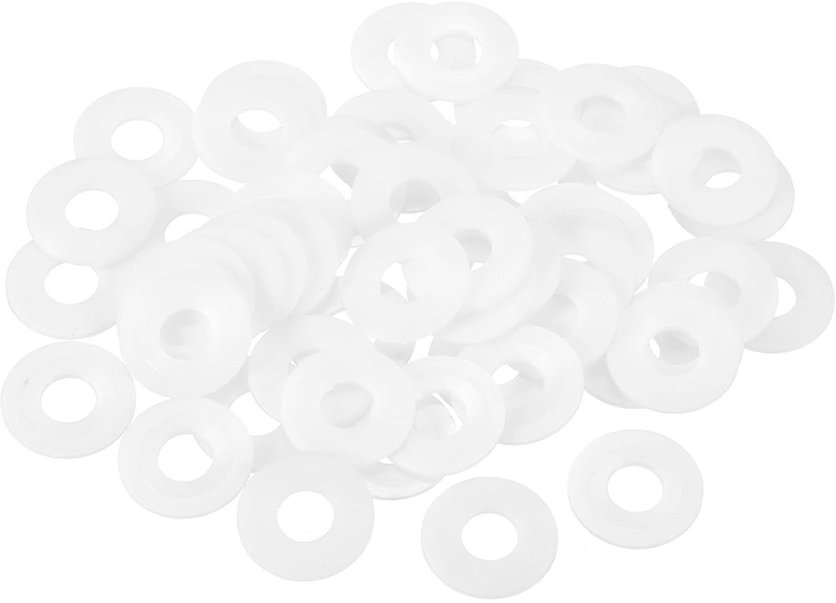 55 stuks nylon sluitringen, 12 mm ID 30 mm OD 1,5 mm dik platte schijf, kunststof afstandhouders voor schroeven, bouten, tuinkraan, sanitaire reparatie, wit