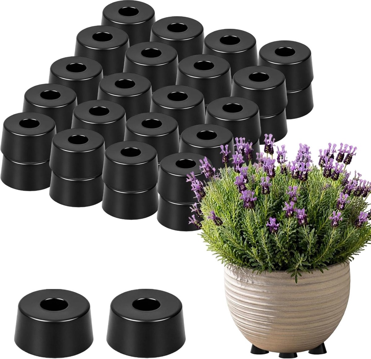 onderzetters voor bloempot, rubberen plantenstandaard, antislip, bloempotvoetjes voor optimale waterafvoer en ventilatie tegen waterophoping (42, 28 mm breed x 14 mm hoog)