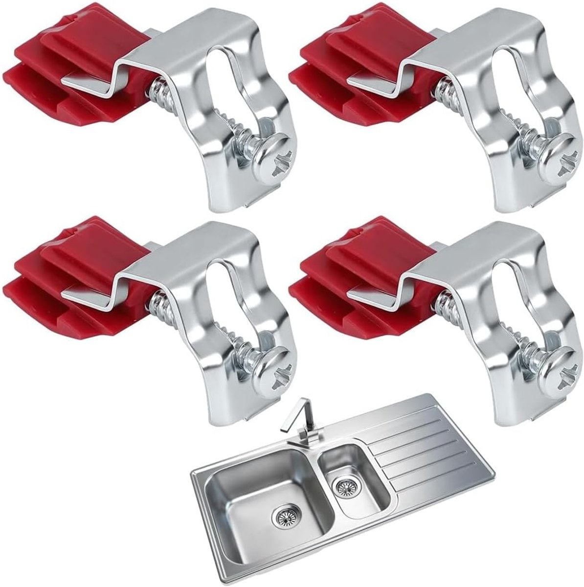 4 Pezzi Ganci Zoccolo Cucina, Robusto E Durevole, Supporto Per Lavello In Acciaio Al Manganese Per Cucine, Lavelli Vecchi (Acciaio Al Manganese, Rosso Scuro)