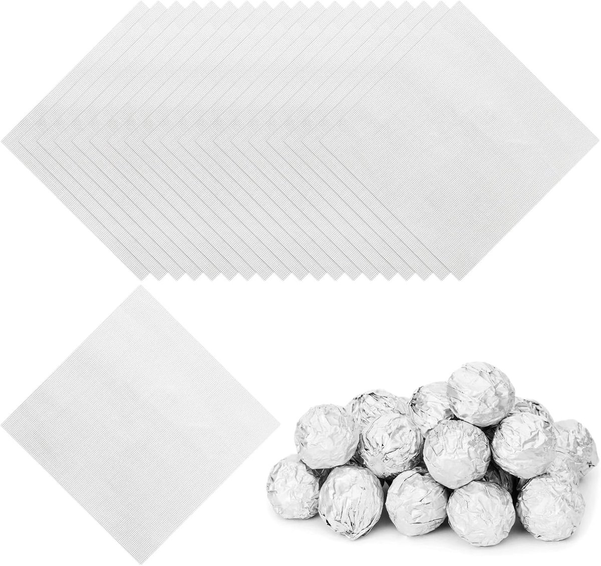 Folie Snoepwikkels 15 x 5 inch, 100 stuks vierkant fijn rooster aluminiumfolie snoep inpakpapier voor doe-het-zelf chocolade snoepjes verpakking decoratie, zilver