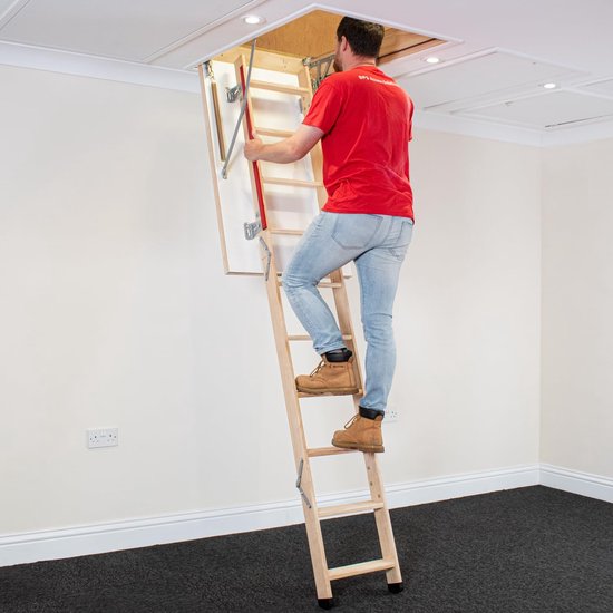 Luxe Houten Zoldertrap - Inklapbare Vlizotrap met Dubbele Leuningen en Geïsoleerd Luik - Geschikt voor Plafondhoogtes tot 2,8 m (1100 x 700mm) van Luxe. — afbeelding 3