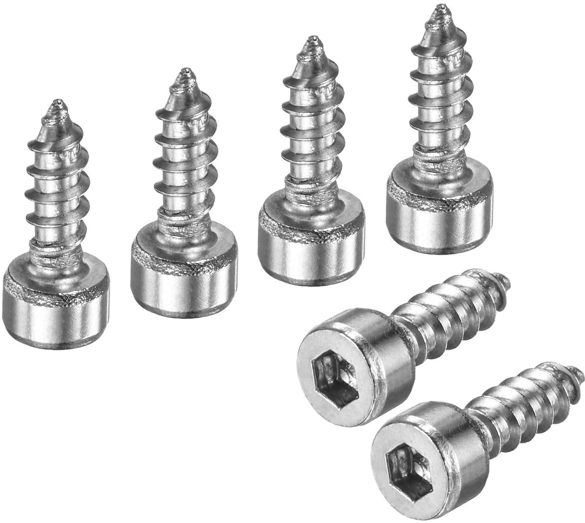 METERXITY 100 stuks zelftappende schroeven met holle zeskantige kop, M4 x 12 mm, roestvrij staal, zeshoekige aandrijving, zelfborend, voor meubels/machines/doe-het-zelfprojecten, graafschroeven