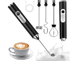 Elektrische Melkopschuimer - Mini Mixer - Koffie Maken - 3 Snelheden Instelbaar - USB Oplaadbaar - Zwart