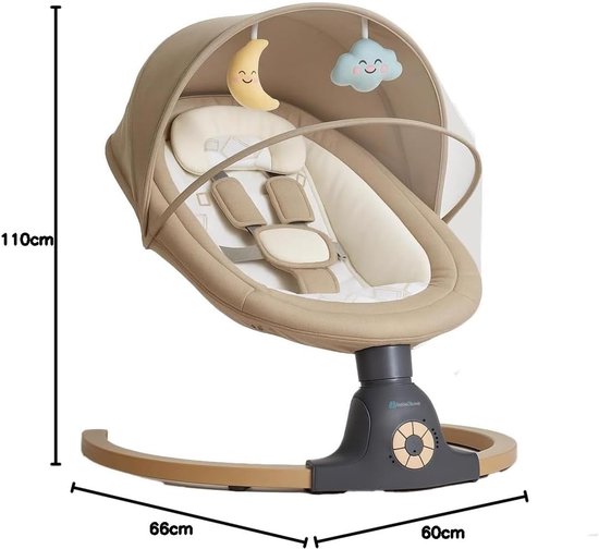 Elektrische Baby Schommel - Baby Relax Stoel - Baby Kalmeren - Met Bewegingssensor - 60 x 66 x 110 cm — afbeelding 4