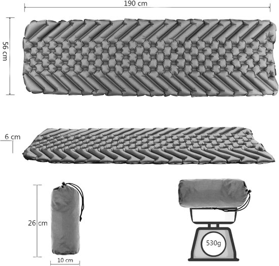 Camping Luchtmatras, lichte opblaasbare trekking-matras, waterdicht, voor wandelen in de open lucht, reizen, rugzakreizen, kleine verpakkingsmaat, drukgeoptimaliseerd, Case 5 van Camping — afbeelding 3