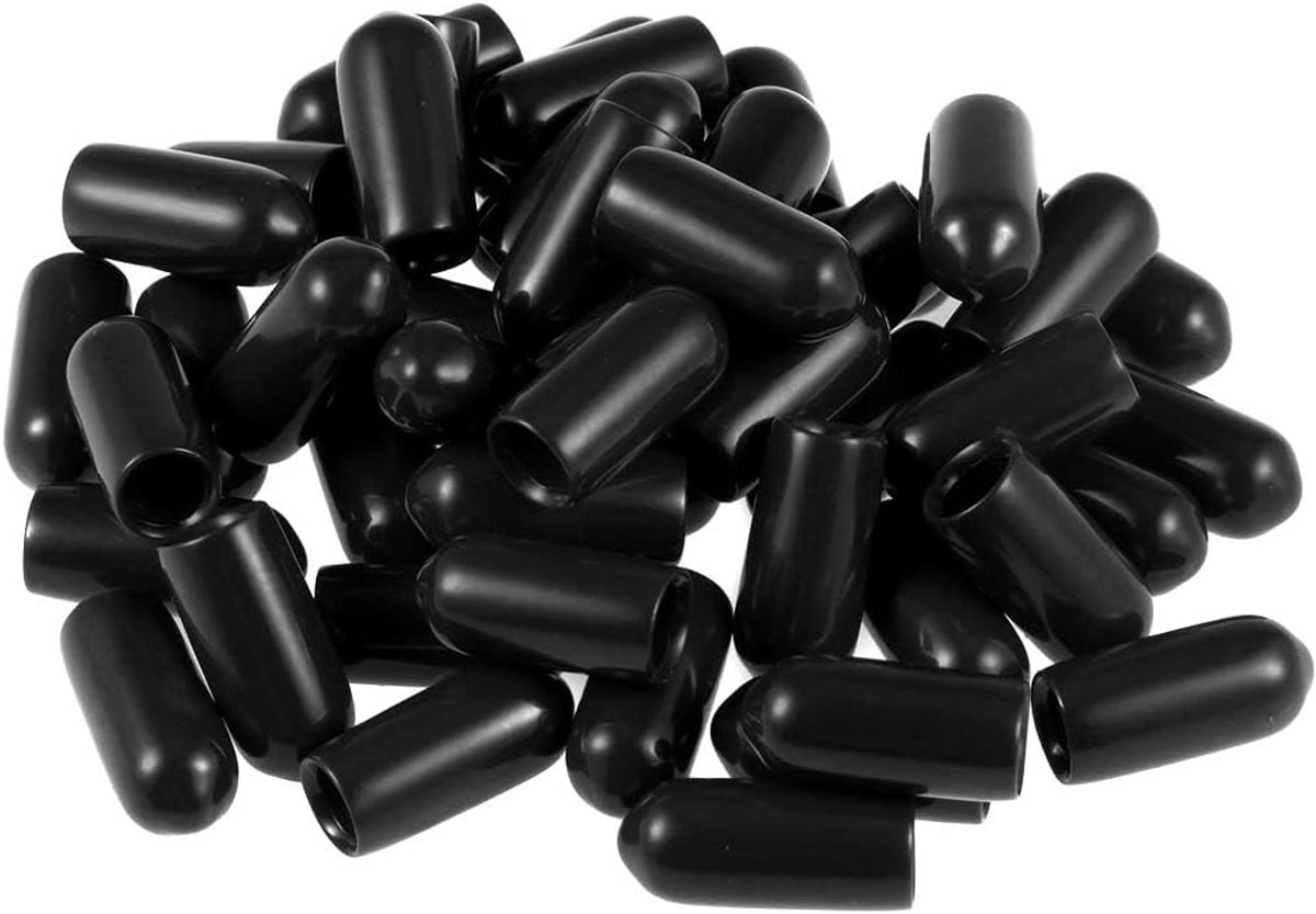 50 stuks rubberen eindkappen, 6 mm ID-ronde flexibele schroefeindkappen draadbeschermers, zwarte vinylboutafdekkingen, rubberen afdekkingen voor schroeven, buizen, kabels, draden, enz
