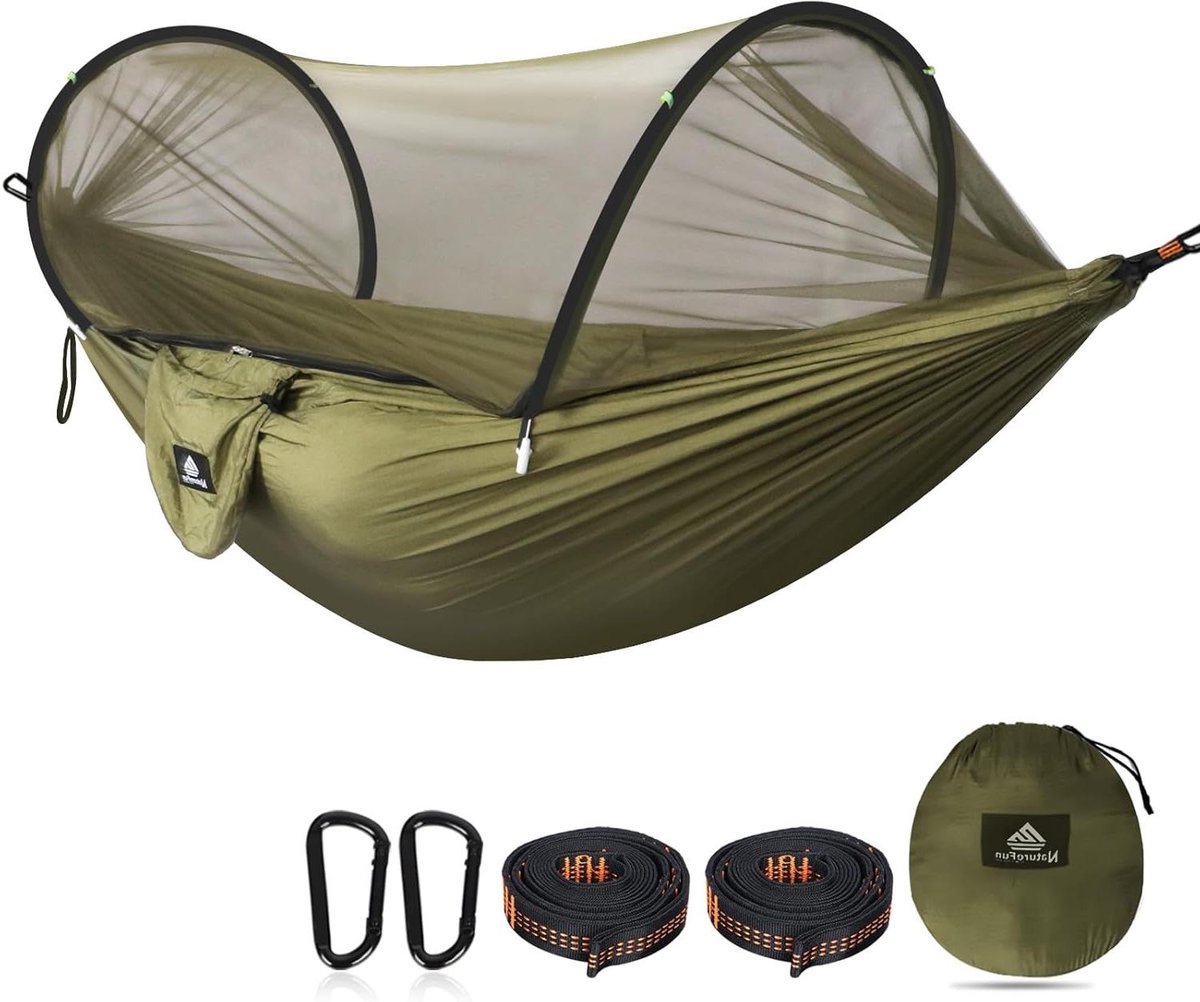 Kampeerhangmat met Klamboe - Outdoor Hangmat Reis Hangmat - Ontspannen in de Natuur - Geïntegreerd Insectennet