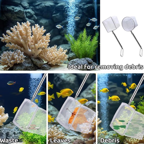 Aquarium, 2 stuks Betta Visnet Lange Handvat Fish Tank Quick Catch Mesh Fijn Mesh Klein Visnet Uitschuifbaar Handvat voor het vangen van Kleine Vissen of Puin — afbeelding 4