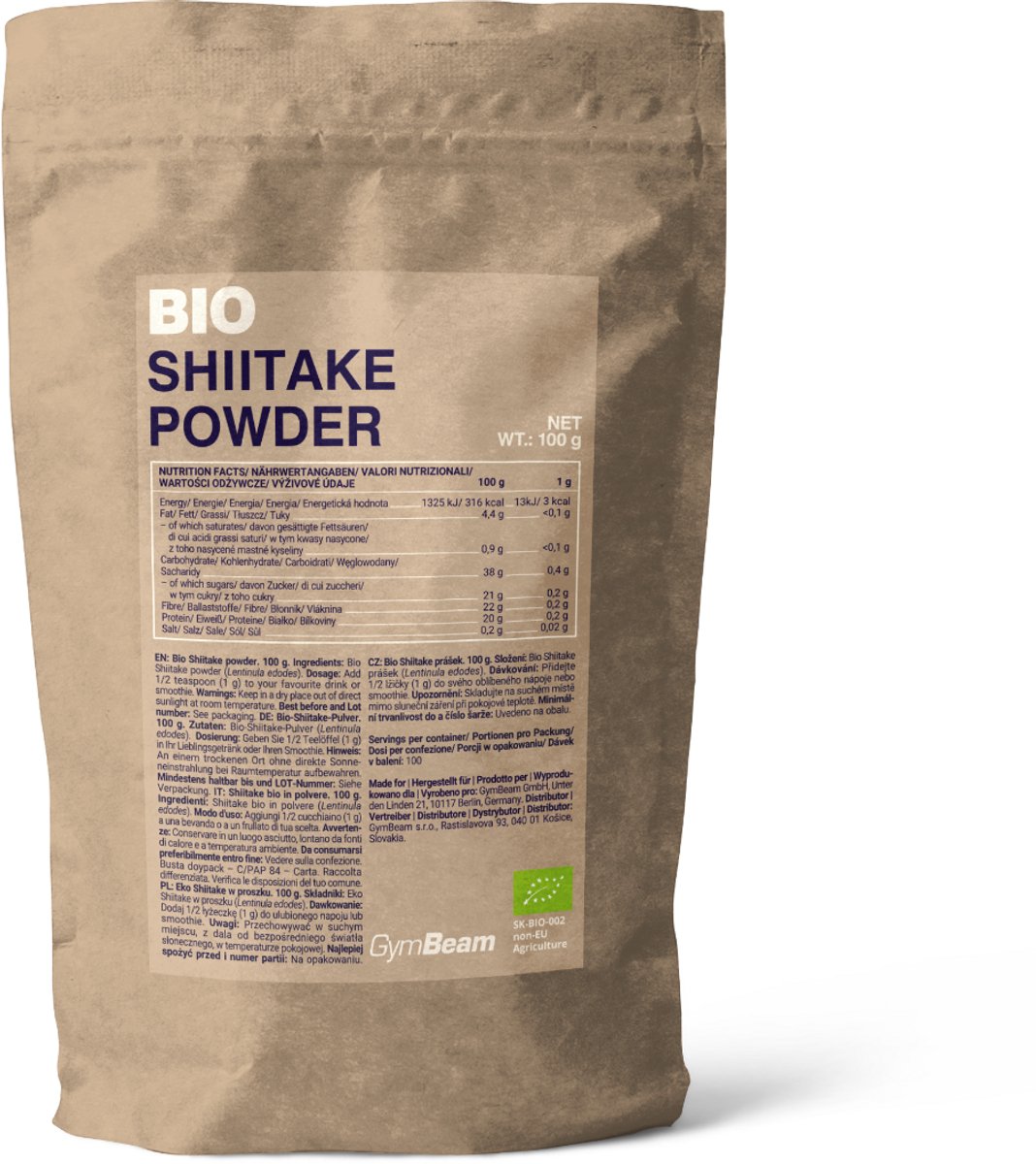 GymBeam Bio Shiitake Poeder 100 g