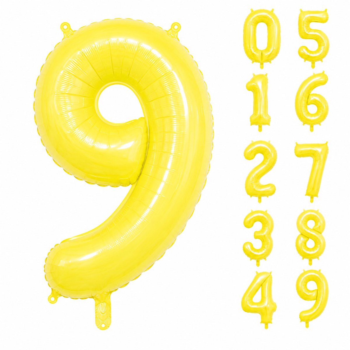 Fienosa Geel Cijfer 9 Ballon 101 CM - Nummer 9 - Cijferballon - XL Folieballon - Helium Ballon - Feestversiering - Verjaardag - Leeftijd - Getal