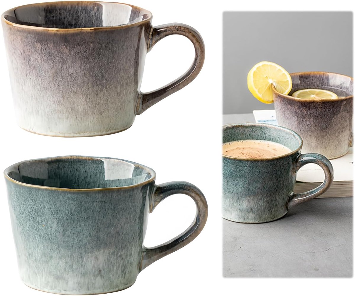 Set van 2 grote koffiekopjes en mueslikom, keramiek, ontbijtbeker, soep, melk, thee, verjaardagscadeau (2 stuks)