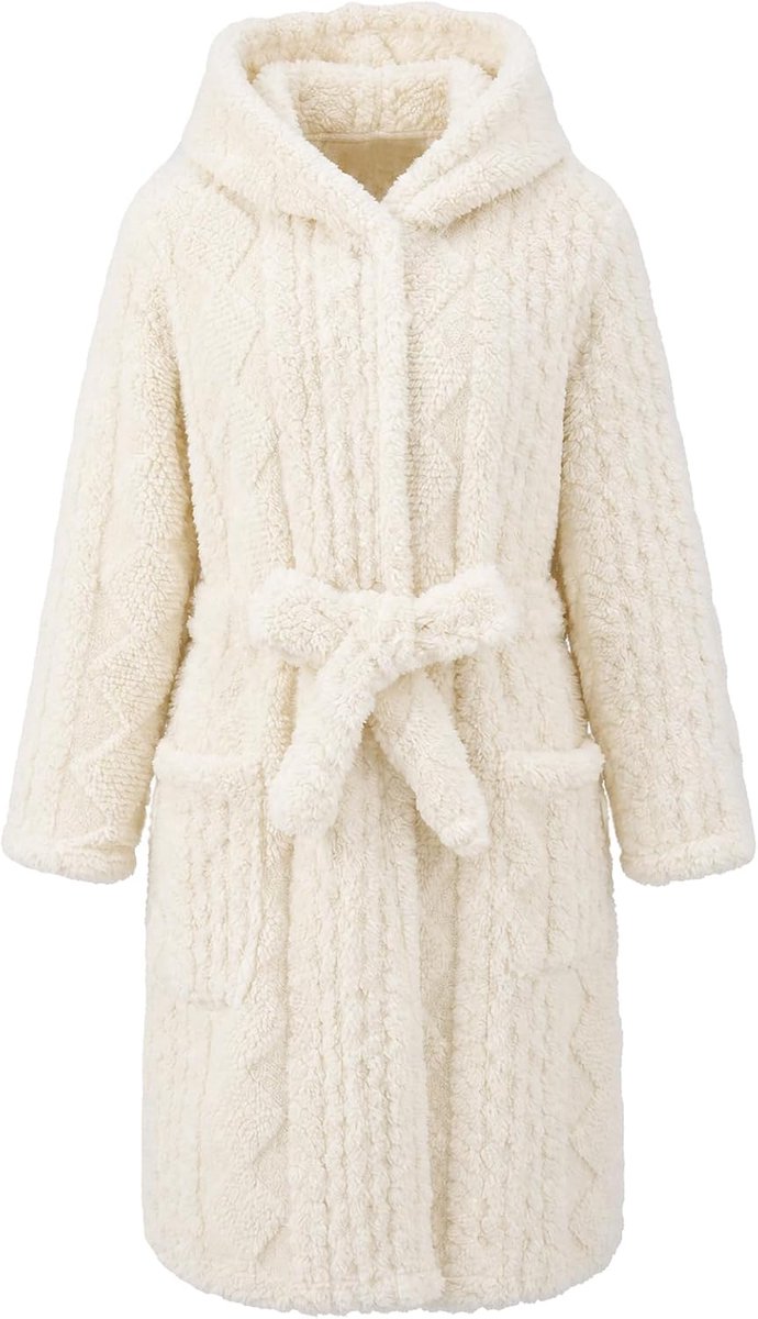 Badjas met capuchon voor kinderen, pluizige fleece badjas voor jongens en meisjes, zachte warme ochtendjas, pluche, knusse thuis, spa, nachtkleding 4-14 jaar