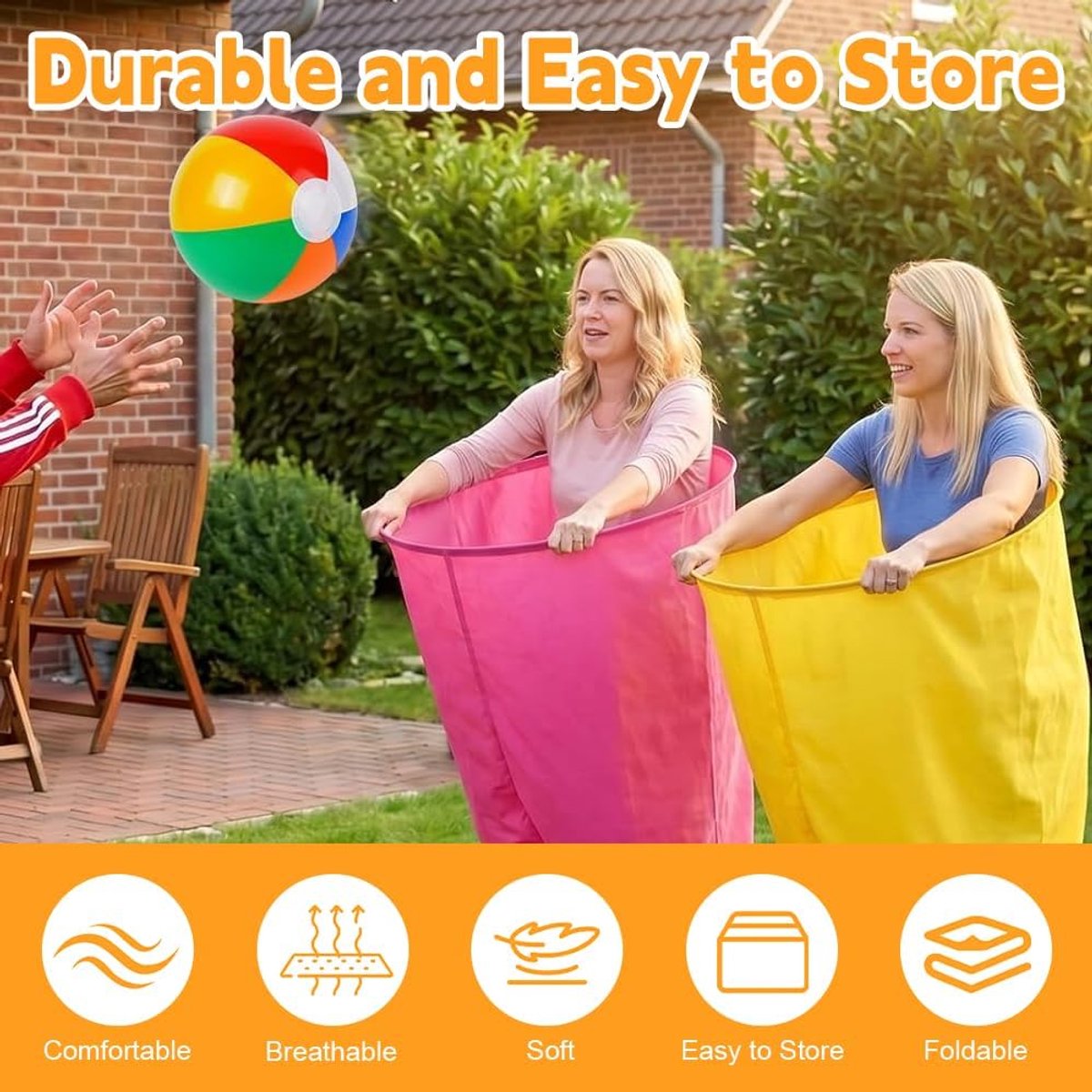 Pants Werpspeil, set met 2 stuks Granny Pants tuinspel, oma broek spel met 10 springballen en 1 ballonpomp, Granny Pants spel voor volwassenen & kinderen, werpspeil voor carnaval