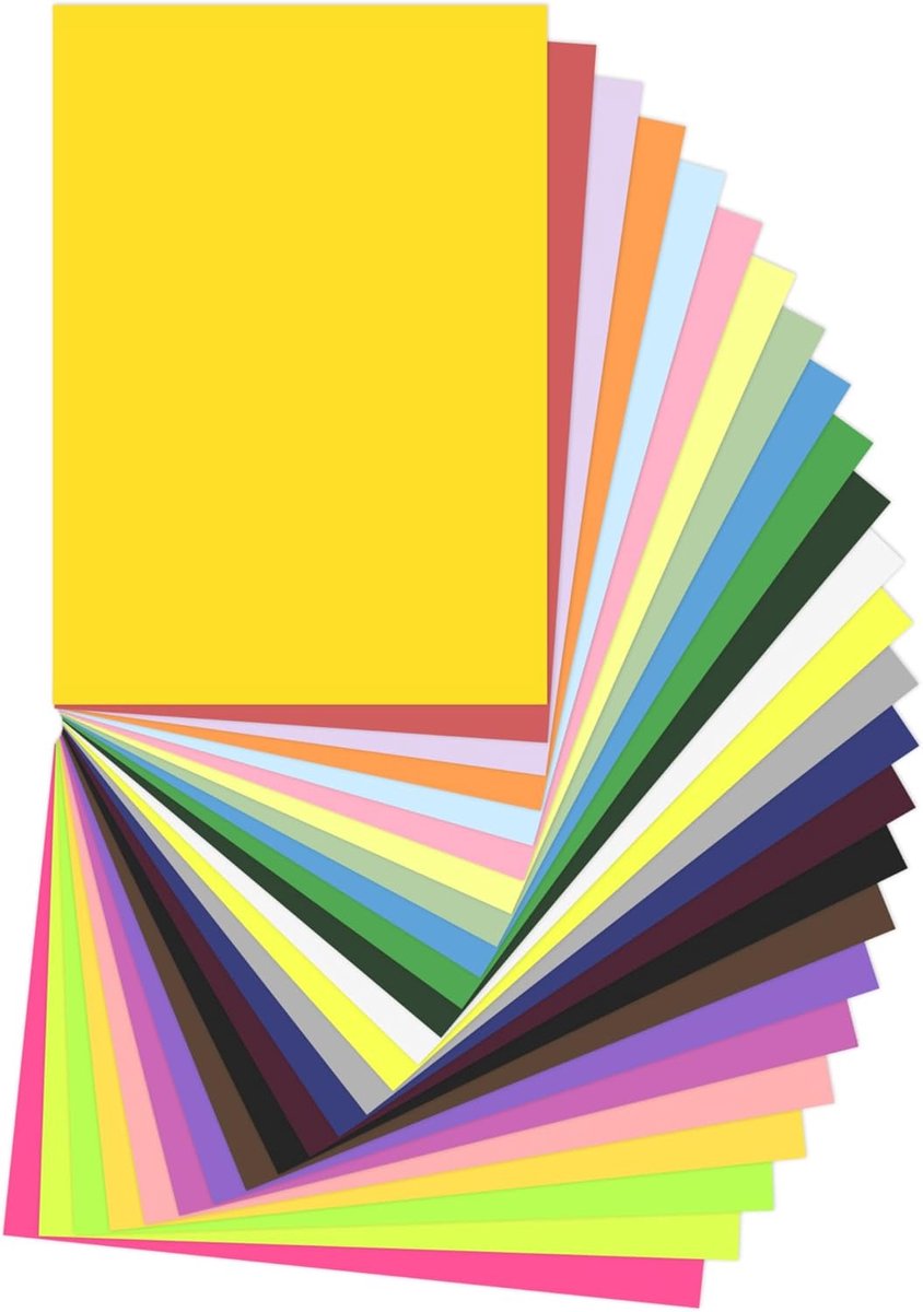 50 vellen gekleurd gekleurd papier in 25 kleuren, 180 g/m² tekenpapier A4, kleurrijk papier, knutselpapier, gekleurd karton, gekleurd papier voor origami en knutselprojecten