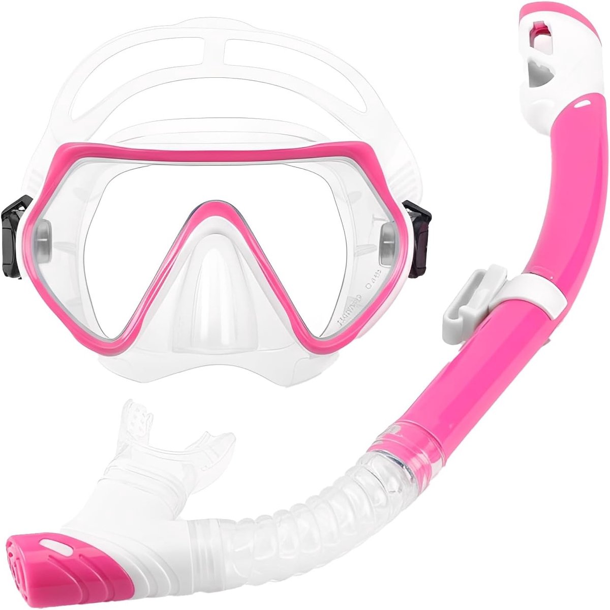 Snorkelset, Duikbril met Snorkel, Siliconen Duikmasker Duikbril Droog Snorkel Siliconen Materiaal Snorkelset, Verstelbare Elastische Zwembril Snorkelmasker Roze