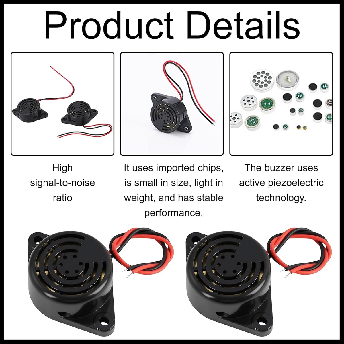 2 stuks zoemeralarm elektronische piëzo Buzzer 3-24 V DC met 100 dB continu geluid signaalgever Summ actieve module voor industrie alarmsysteem voertuig veiligheidssystemen