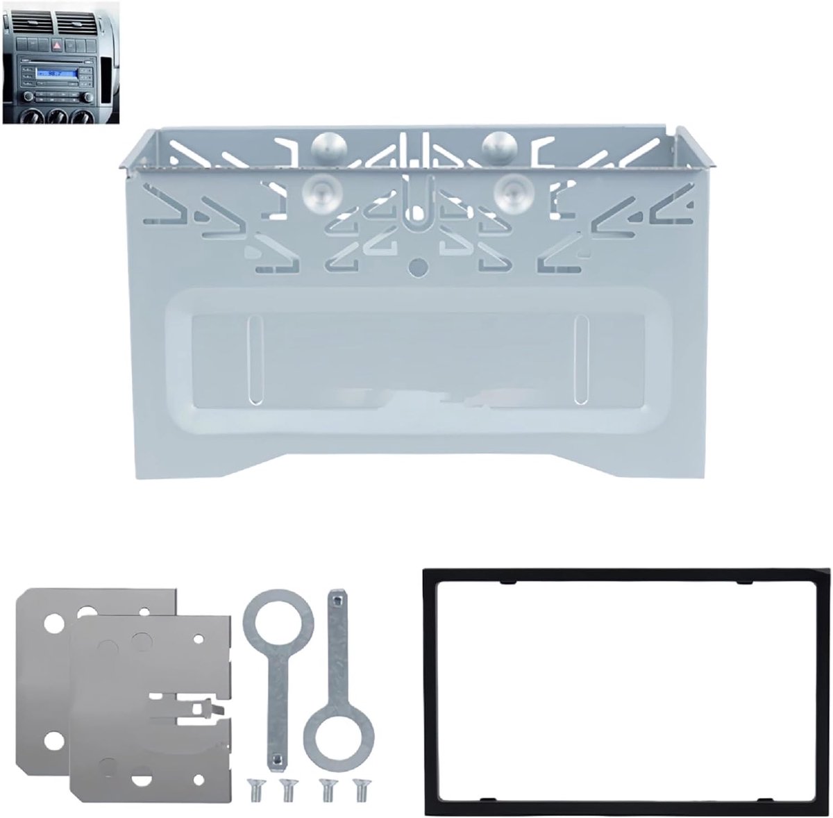 Universeel van metaal met frame, 2 DIN autoradiokooi, metalen autoradiokooi, montageframe autoradio voor dvd-speler, GPS-navigatie, eenvoudige installatie, universeel, stabiel