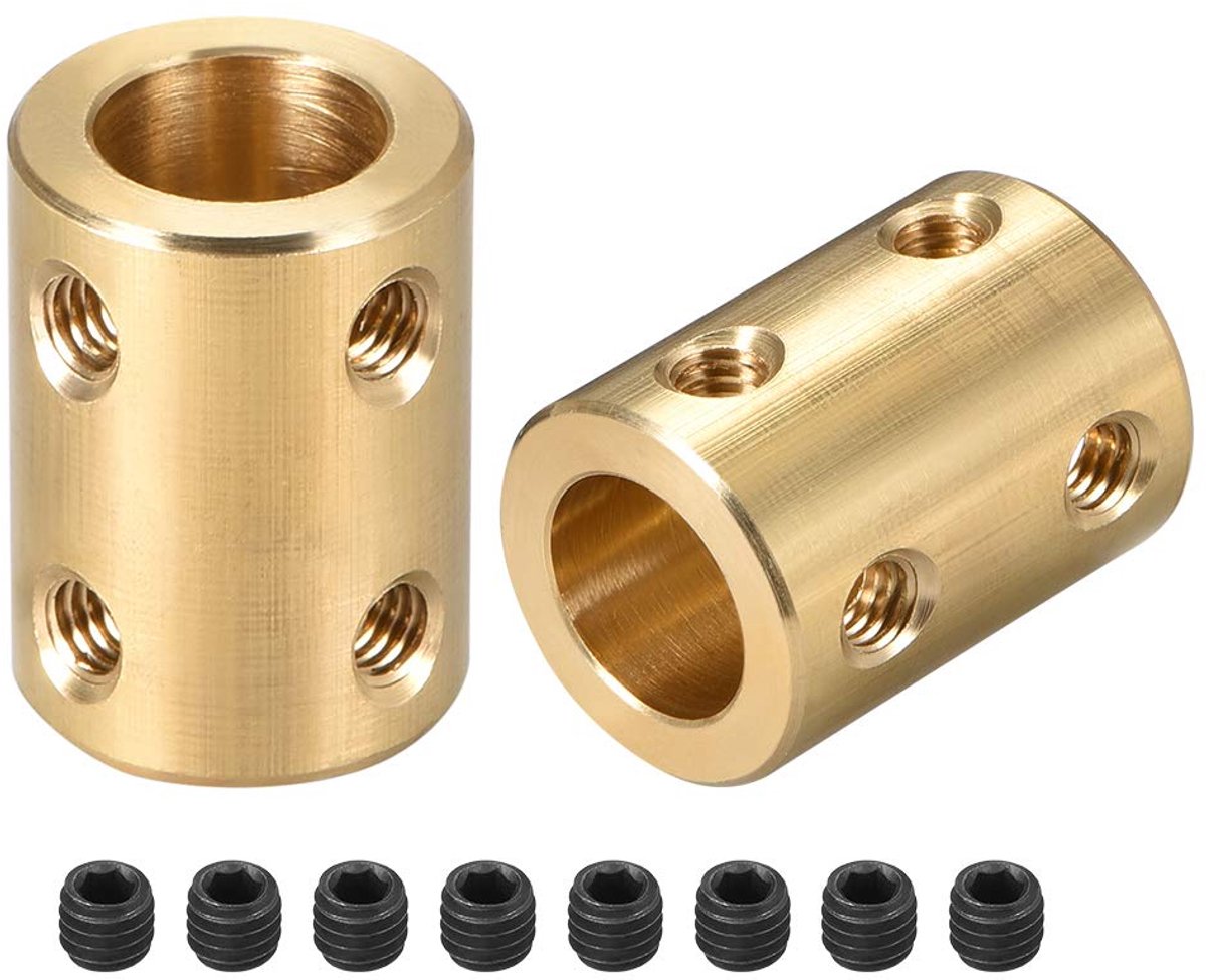 sourcing map schacht koppeling robot motor wiel rigid koppeling 10mm naar 10mm L22xD16 goudkleur 8mm to 10mm Gold Tone 2pcs