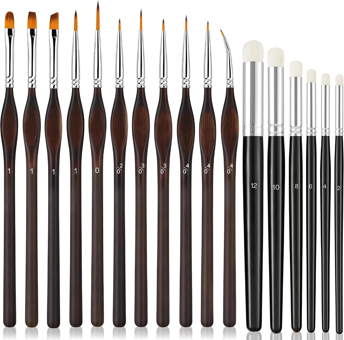 Modelleer- en Dry Brush Penselen, 11 Fijne Penselen en 6 Dry Brush Penselen, voor Warhammer Figuren, Acrylverf en Modellen