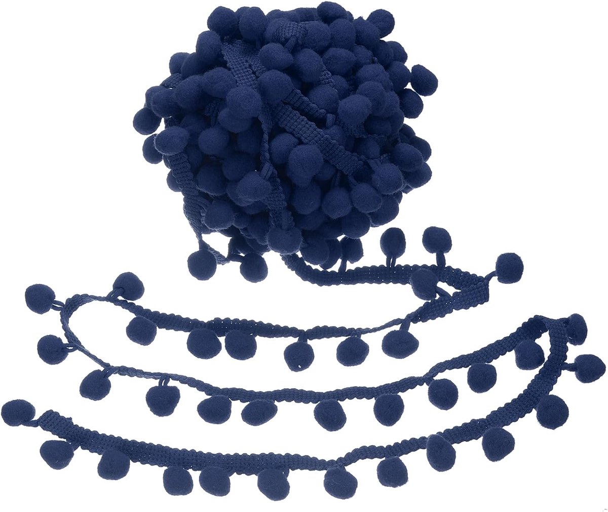 6 yards Pom Trim Band 2,5 cm breed Marineblauw Pom Pom Franjelint Naaien franjes Stoffen lint voor DIY Knutselen Gordijnen Jurken Kussen Woonaccessoires 13 mm