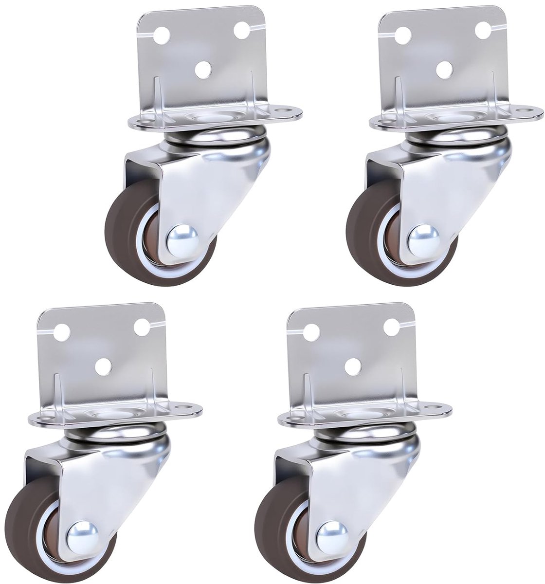 Wielen voor meubels, tafelwielen, set van 4, meubeltransportwielen met L-montageplaat, meubelrollen, rollen voor tafel, meubelwielen klein voor kribben, meubels, bloemenstandaard