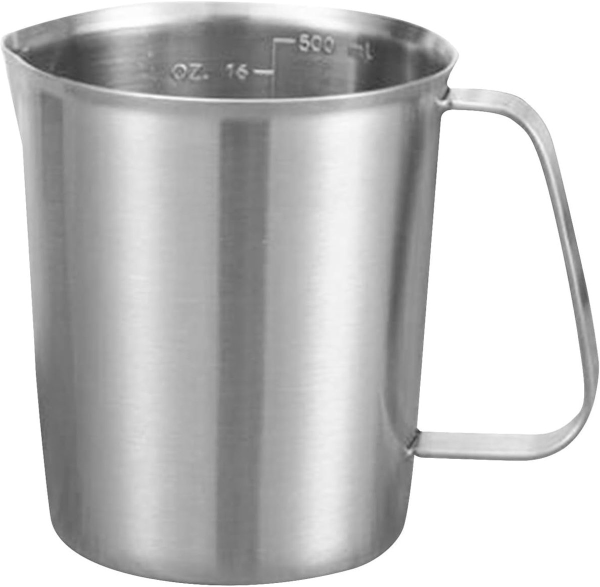 maatbeker, 500-2000 ml melkkan schaal beker met handvat eendenbek uitloop schuimkruik binnenschaal keuken koken bakgereedschap, voor latte koffie kunst (500 ml)