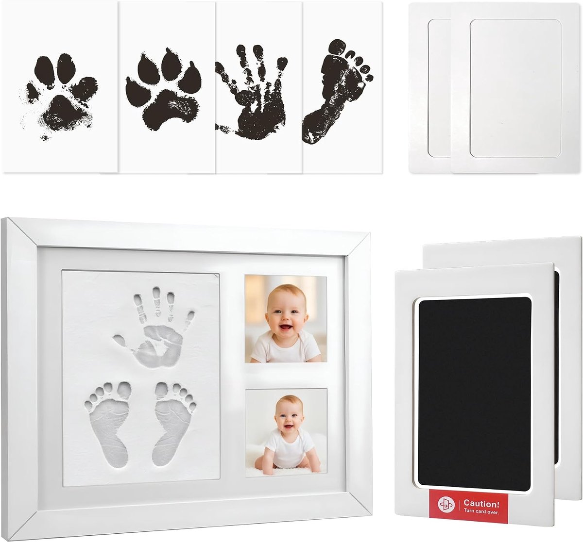 baby, gipsafdruk baby hand en voet, met fotolijst, pootafdrukset hond, pootafdrukset kat, geschikt voor baby's, huisdieren