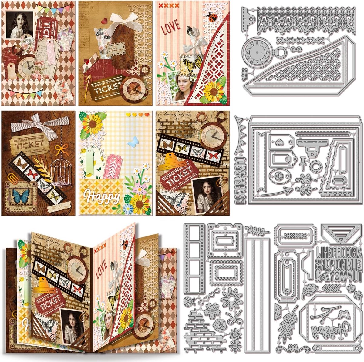 Mini stansvormen voor boeken, scrapbooking, metalen letters, cijfers, stansvormen, hoeken, etiketten, ponsen voor het maken van kaarten, reliëf, fotoalbum, knutseldecoratie