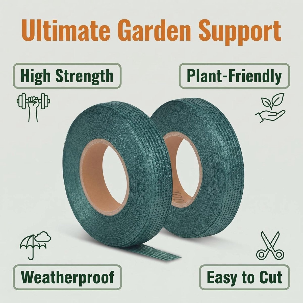 2 stuks boomband 30 mm x 50 m (groen), plantenbinders van pvc, weerbestendige boombinders voor boombevestiging, plantenband voor tuin, struiken en klimhulp