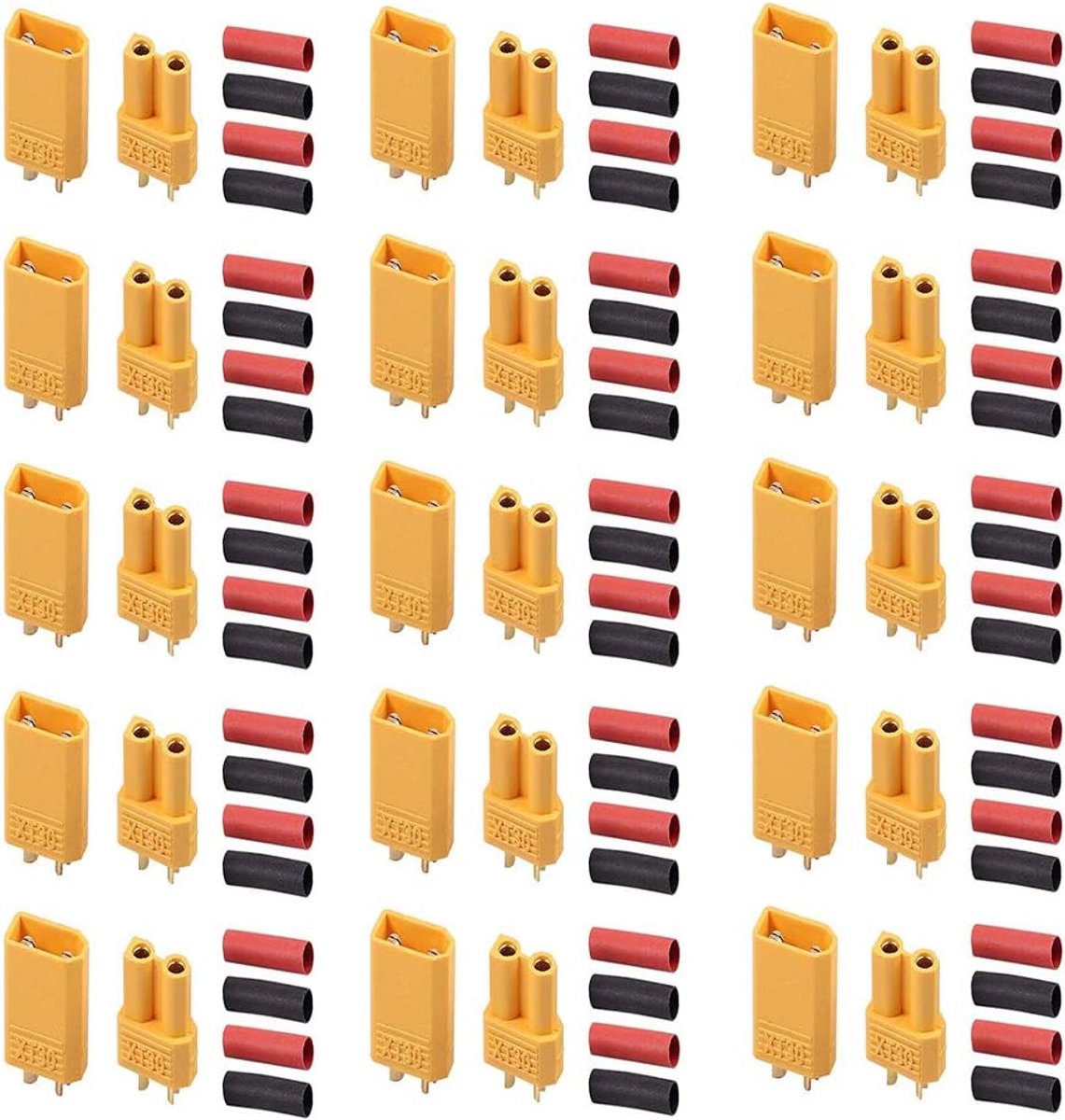 30 stuks (15 paar) XT30 connector -XT30 mannelijke vrouwelijke ronde stekker - hoogstroomstekker voor RC Lipo accu
