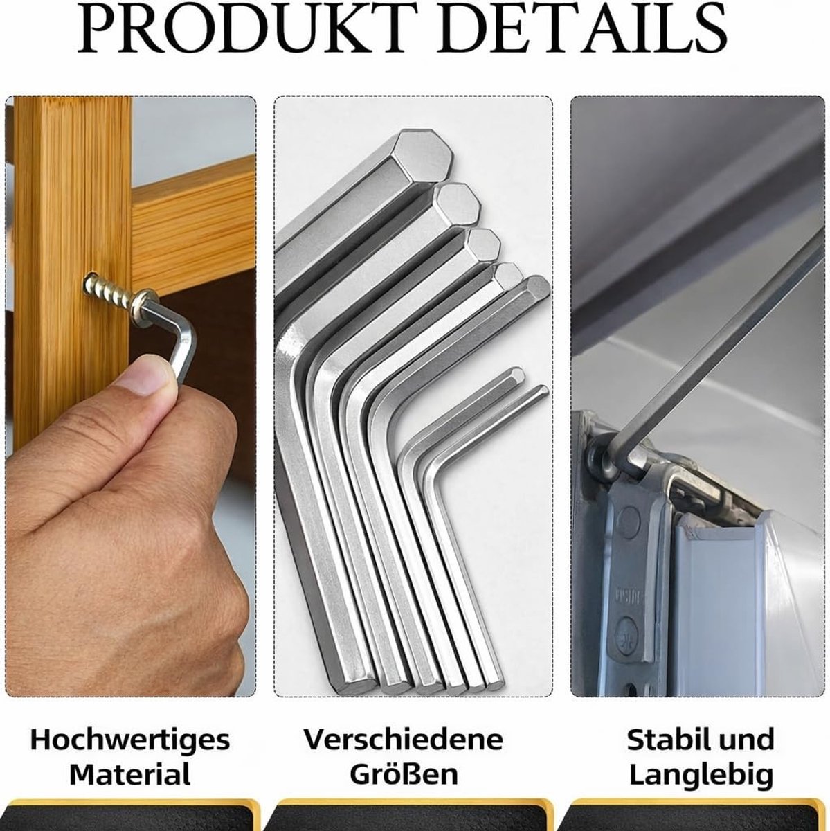 Inbussleutelset, 7 stuks, 0,7 - 3 mm, zeskantige sleutelset, CR-V, staal, L-type, hex sleutel, gereedschapsset voor fiets, meubels, reparatie, precisie, inbussleutel, klein, zilver
