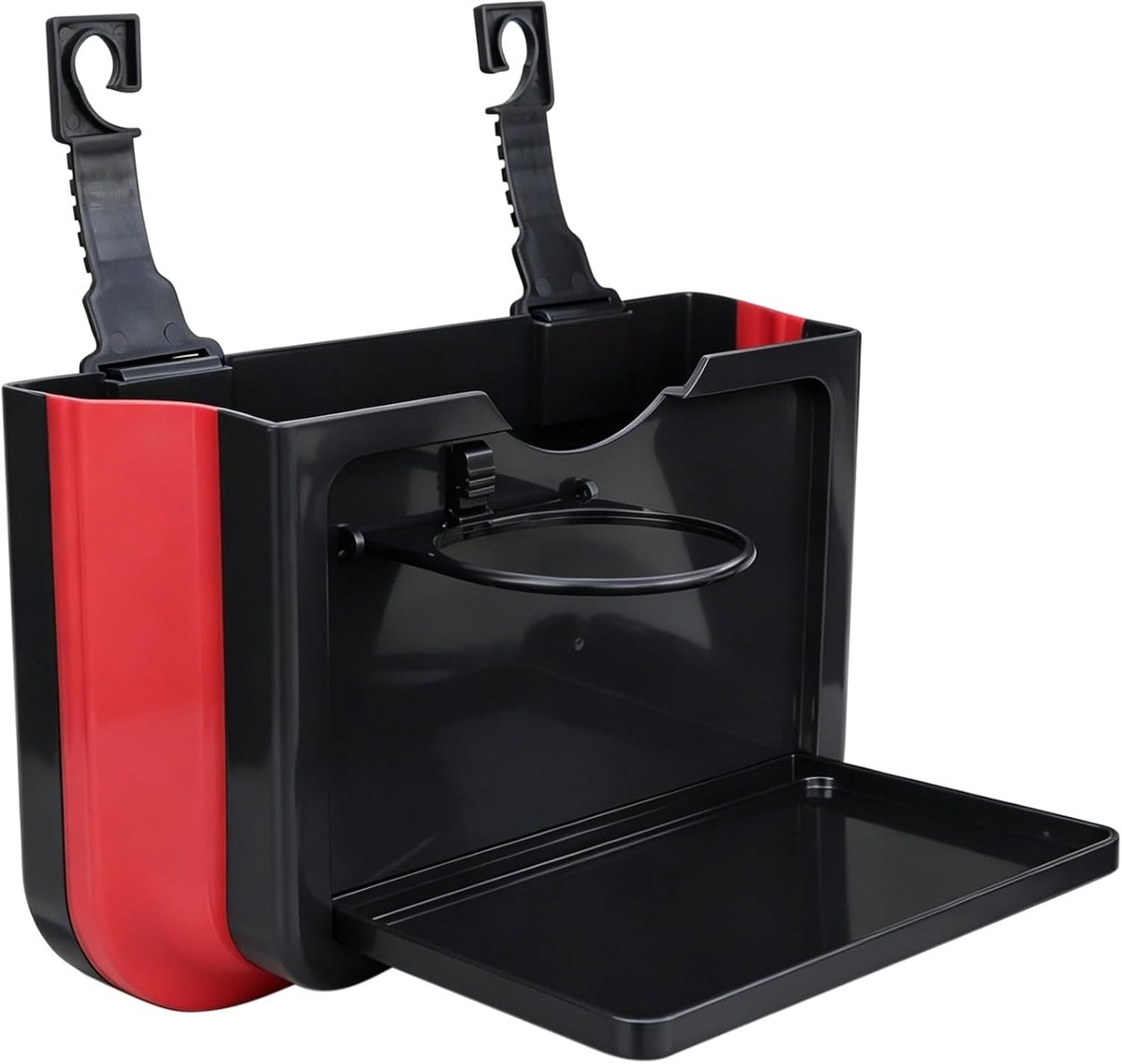 waterdichte autoprullenbak met bekerhouder en telefoonhouder, multifunctionele opbergbox voor autoaccessoires, zwart