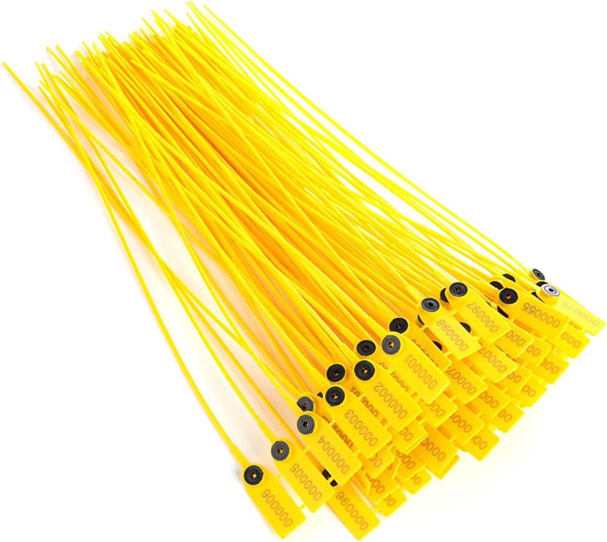 100st Plastic Veiligheidstags Geel Pakket Transport Truck Plastic Veiligheidszegel 40cm Label Kabelbinders met Nummer: