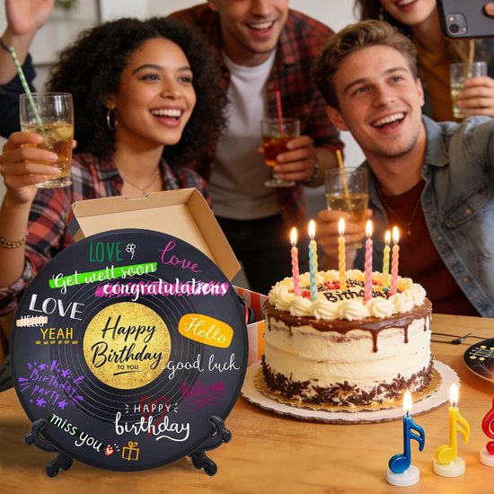 2 Stuks Vinyl Record Decor Gastenboek voor Feest, Retro Platen Aanmeldbord met Houder, 8 Stickers & 12 Pennen, Alternatief Gastenboek voor Verjaardag, Afstuderen, Bruiloft, Afscheid, DIY — afbeelding 5