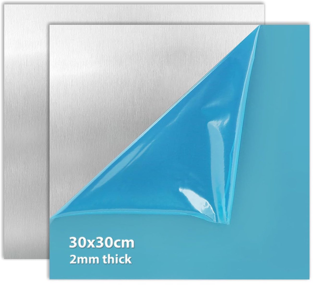 Aluminium plaat, aluminiumplaat, dikte 2 mm - 300 mm x 300 mm (30 cm x 30 cm) - 2 stuks