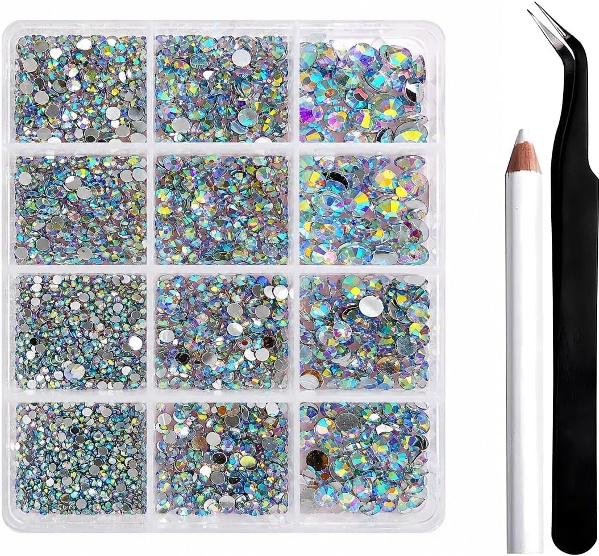 1 set premium hotfix strasssteentjes set met pincet en wasstift voor textiel, kleding, schoenen, tassen, glitterstenen om op te strijken, hoogwaardige strass-steentjes voor bedazzling decoratie