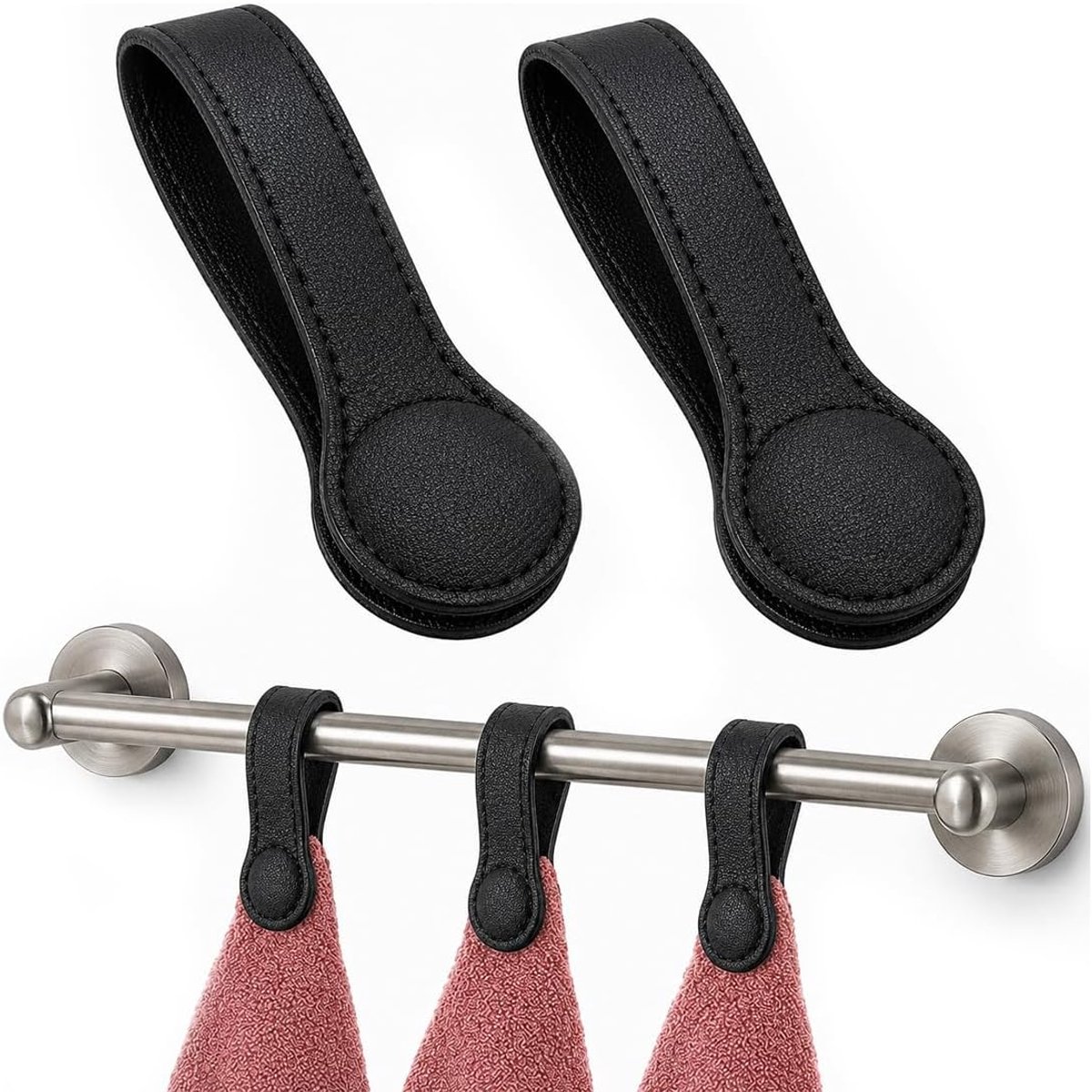 2 Clip Magnetiche Per Asciugamani In Silicone A Forte Adesione, Facili Da Applicare E Rimuovere, Perfette Per Cucina E Bagno, Design Moderno In Nero