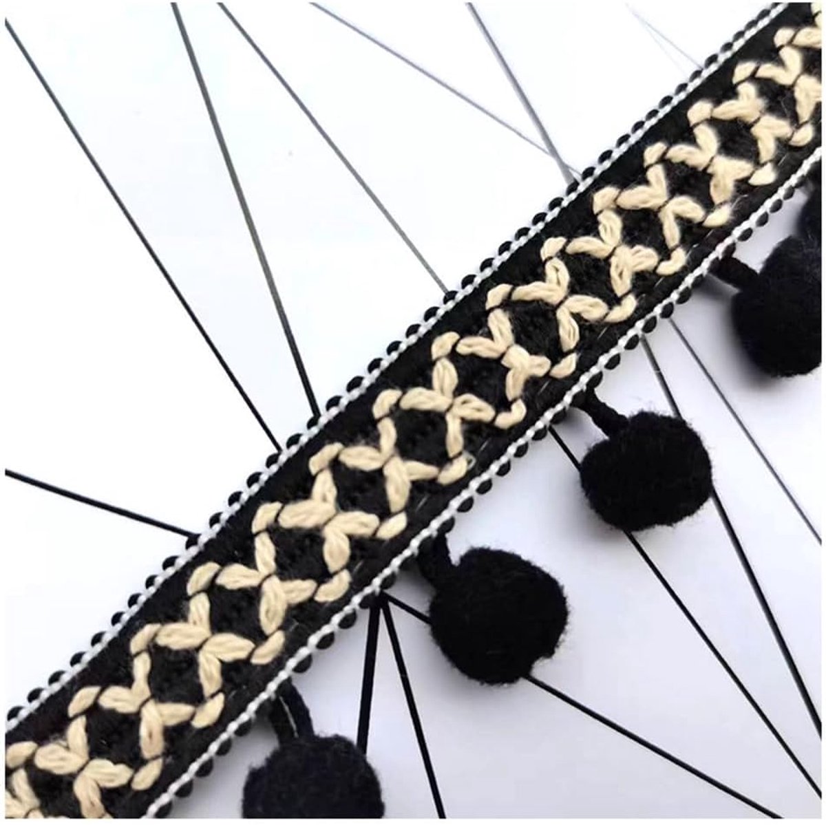 5 yards Kleurrijke pompons, kwastboord, 3 cm, pomponboord, pomponboord, pompon, franjeband, pomponboord voor naaien, knutselen, pomponband, kant, pomponband voor doe-het-zelf kleding, gordijn,