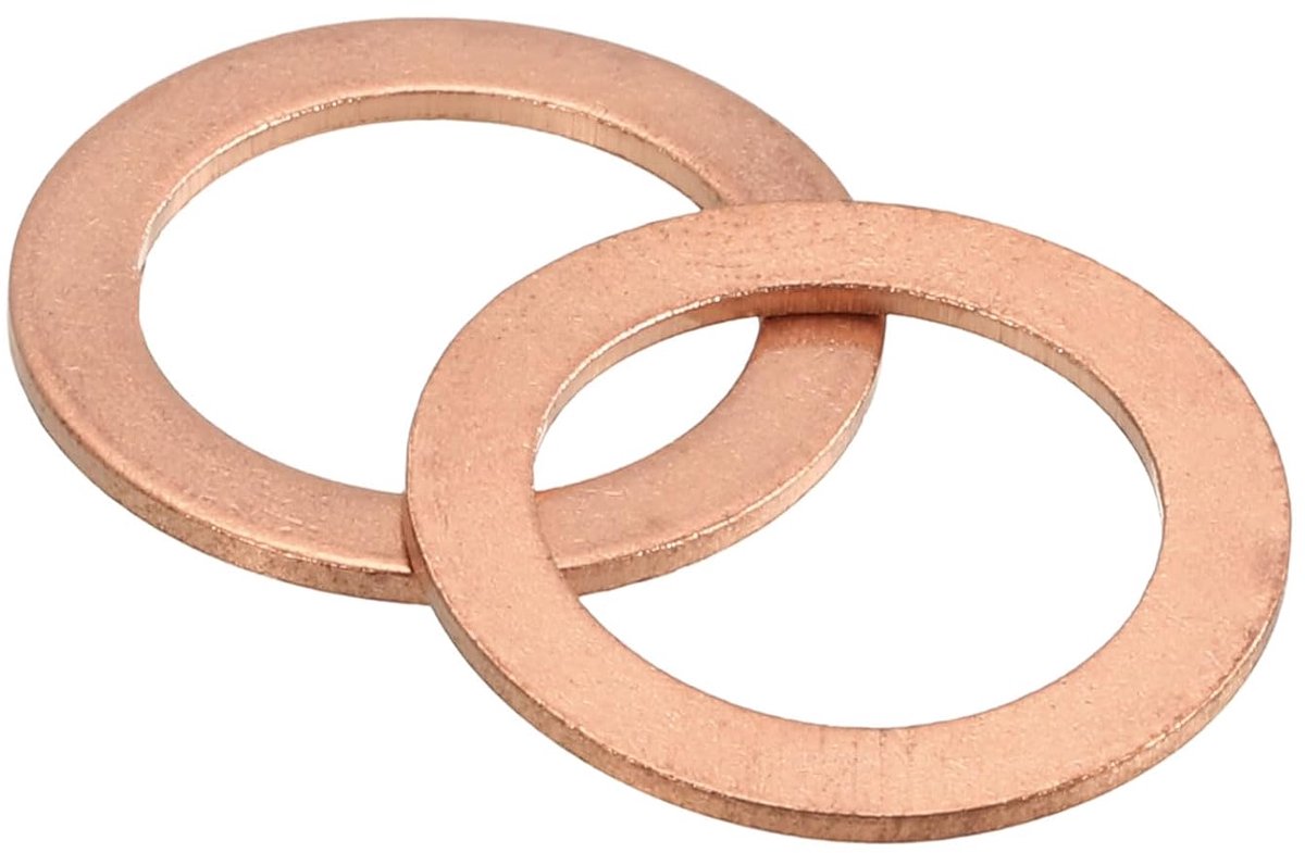 Platte schijven, koper 14 mm binnendiameter x 20 mm buitendiameter x 1 mm dikte voor schroeven, fabrieken, reparatie, keukens, winkels en outdoor bouw, rood