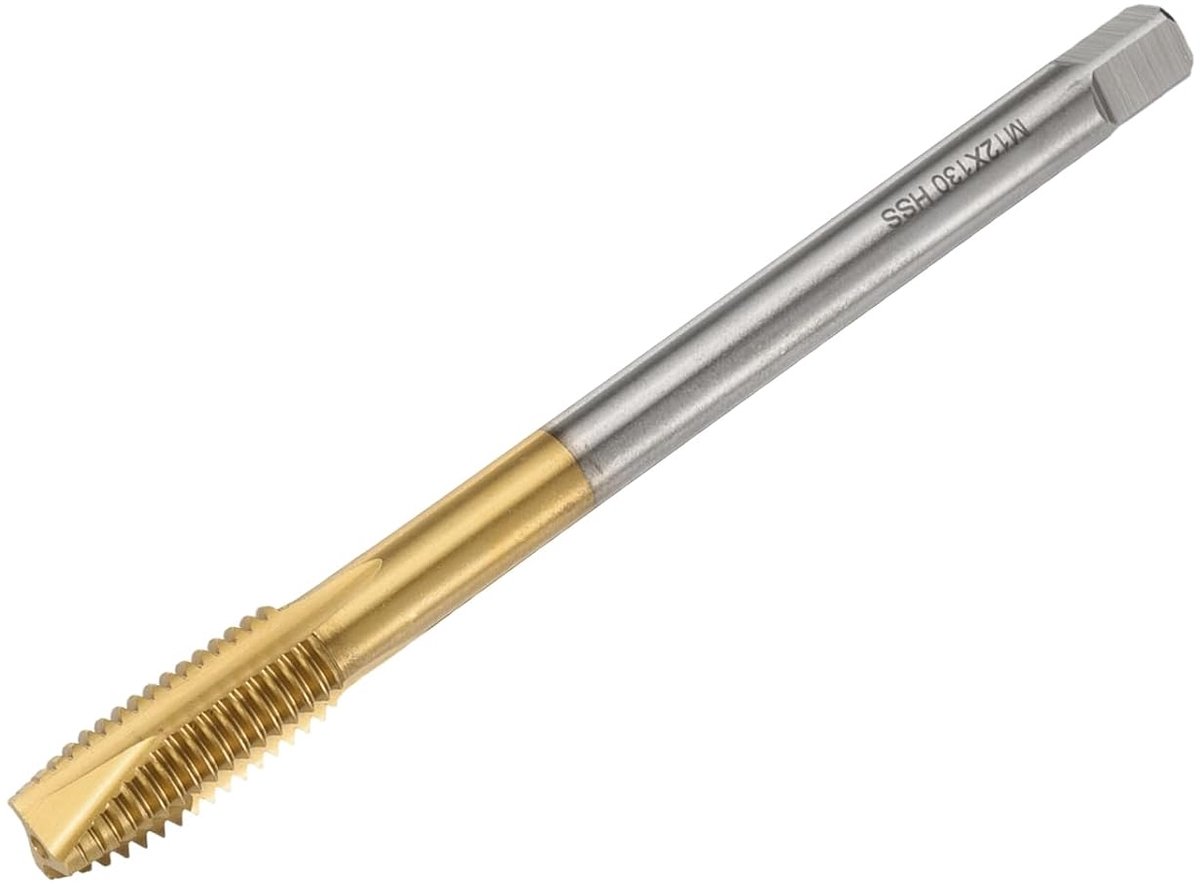 M12 x 1,75 H2 metrisch spiraalpunt-draadsnijgereedschap, 130 mm (5,1 inch) extra schroefdraadboor, titanium gecoat 6542 machine-draadsnijgereedschap