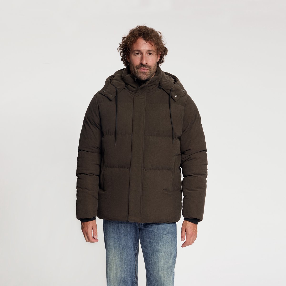 Travelin' Ulf Heren - Puffer winterjas - Corduroy - Donkerbruin