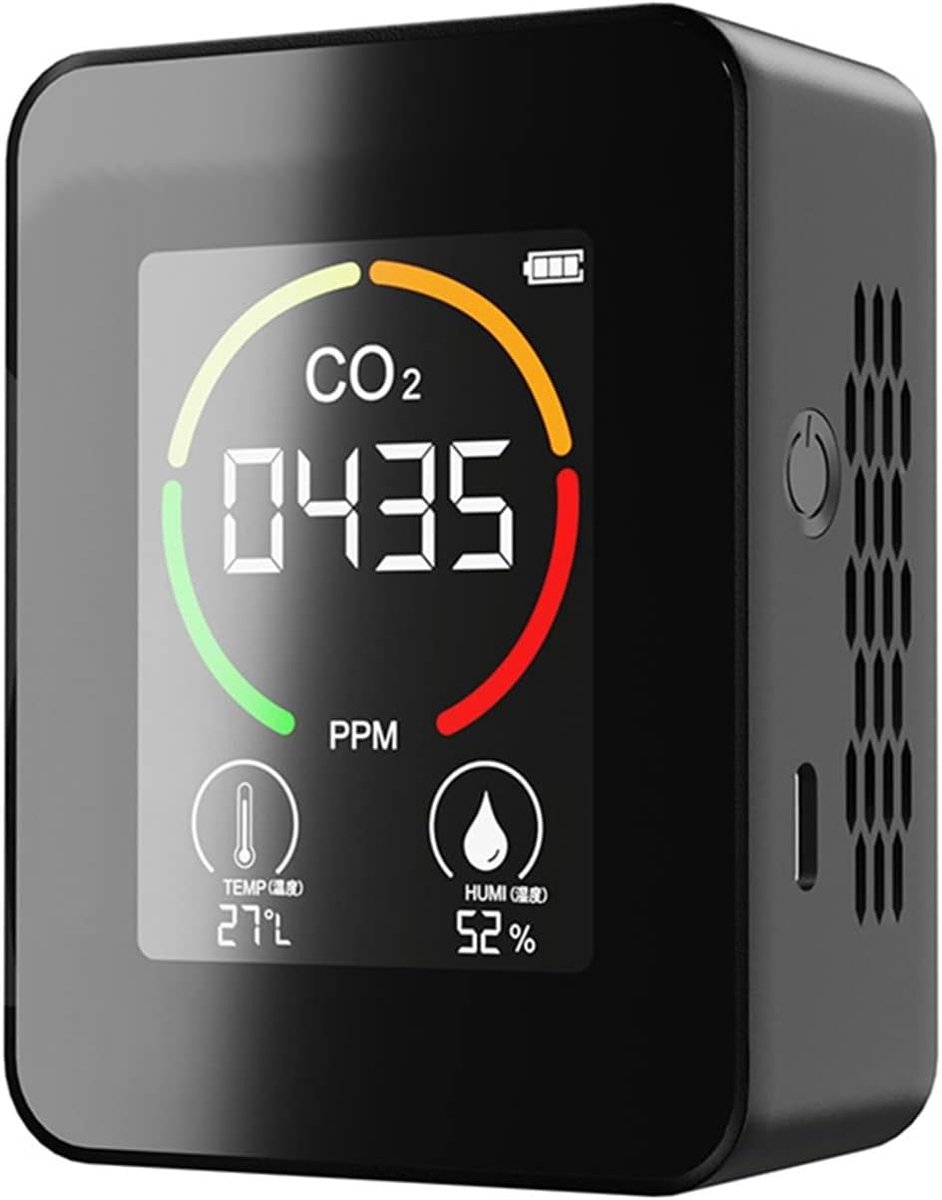 3-in-1 gasdetector - 1 stuk - 7×3,5×9 cm - 1200 mAh oplaadbare batterij - Met automatische kalibratie, temperatuur- en vochtigheidssensoren en digitaal display - Geschikt voor thuis, kantoor, winkelcentrum en andere gelegenheden - Zwart