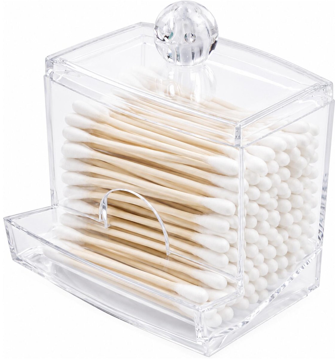 5Five wattenstaafjes organizer - 9 x 7 x 10 cm - transparant - kunststof - opbergbakje