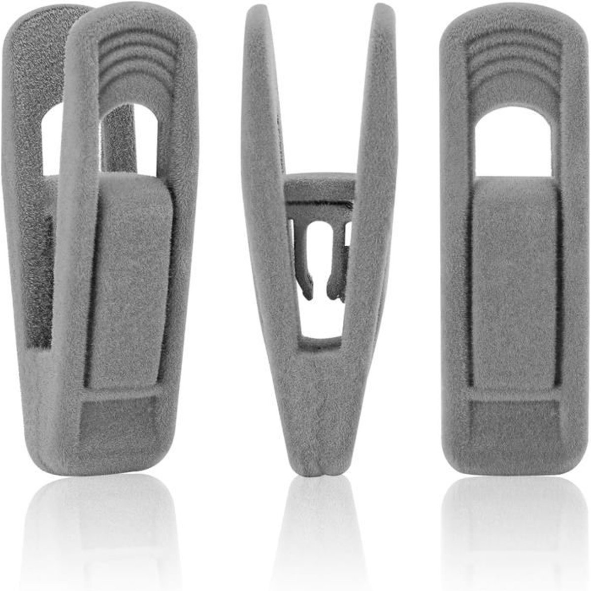 Verpakking van 20 fluwelen kledingclips, antislip, met stevige grip, geschikt voor hoogwaardige fluwelen kledinghangers, pakken, broeken en rokken (grijs).