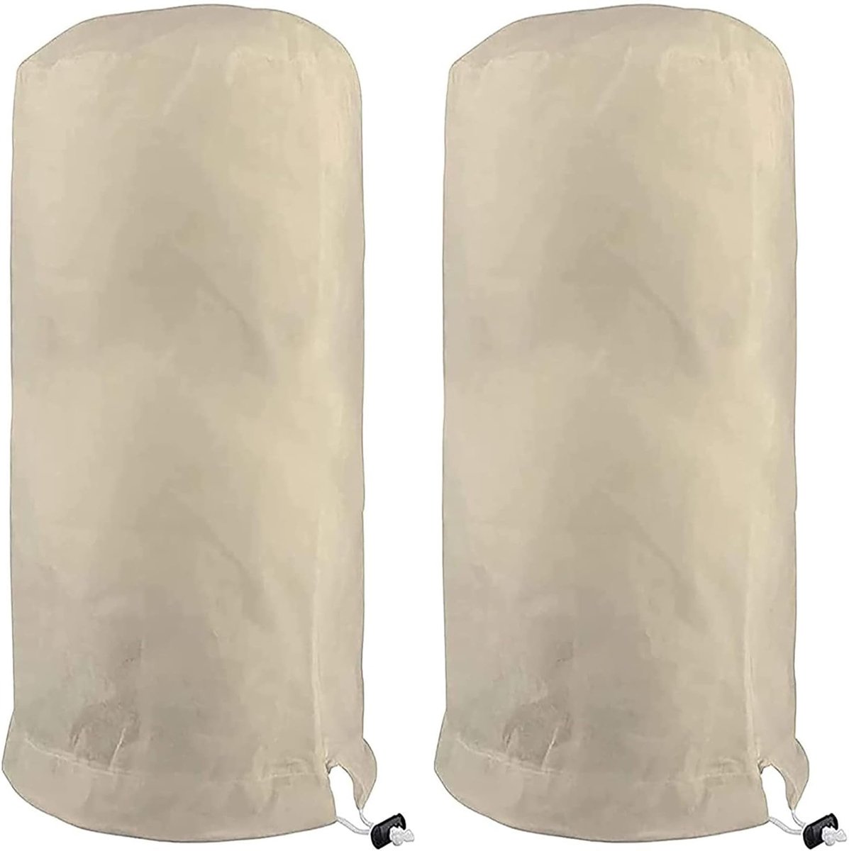 2 STUKS Plant Frost Cover Tassen, Rip Resistant Garden Plant Warming Fleece Jassen met Trekkoord voor Outdoor Plants(Color:Beige,Size:60x80cm)