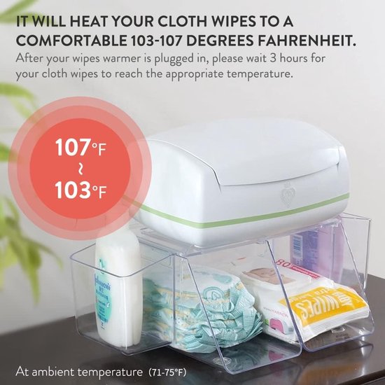 Doekjeswarmer - Babydoekjes Verwarmer - Comfortabel Luiers - Antimicrobieel Systeem - 16 Doekjes - Wit — afbeelding 4
