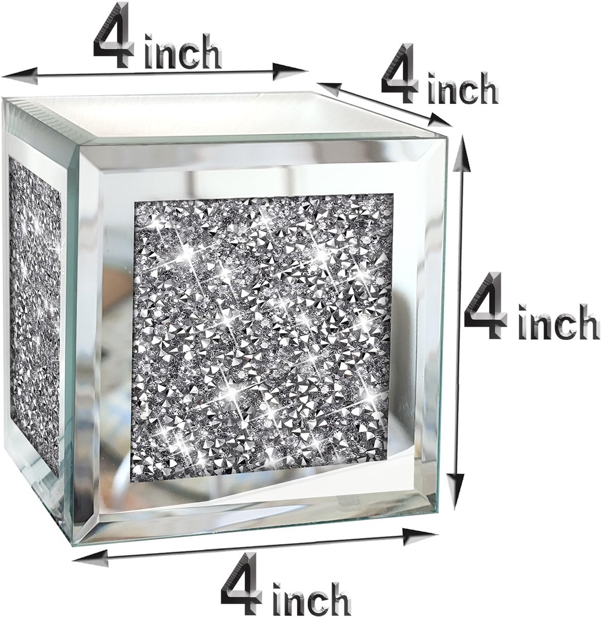 SnelShoppen - Set van 2 Kristallen Diamant Kaarsenhouders, Exquise Zilveren Spiegel Wanddecoratie, Glazen Kaarsenstandaards voor Woonkamer, Eetkamer,