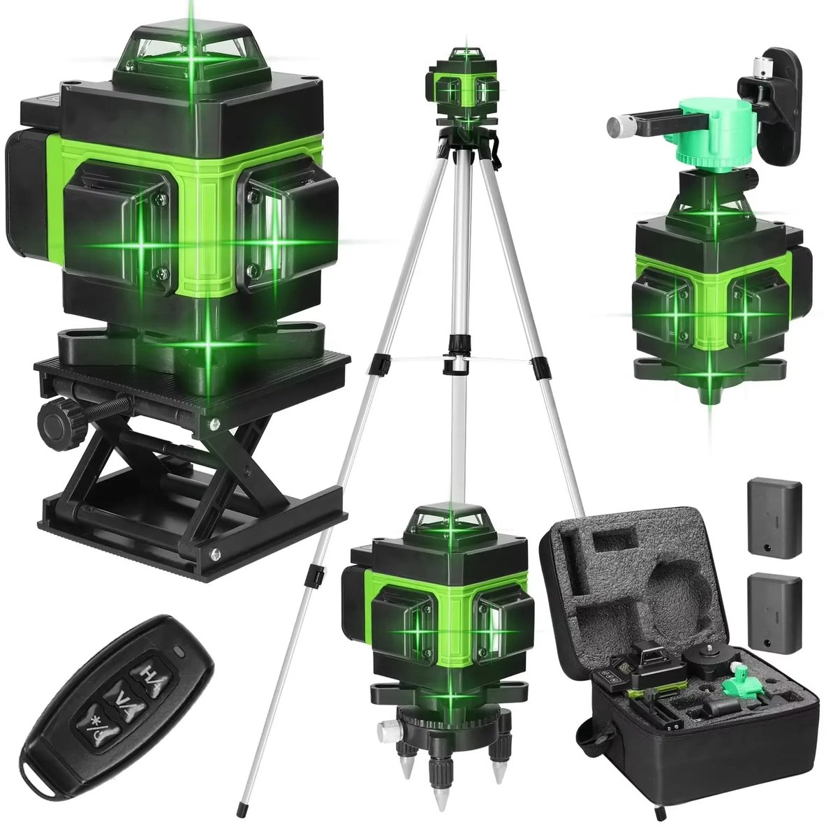 Loushops - Kruislijnlaser - Kruislijnlaser met statief - Bouwlaser - Kruislijnlaser zelfnivellerend - 16 Lijnen - 1.2m Statief