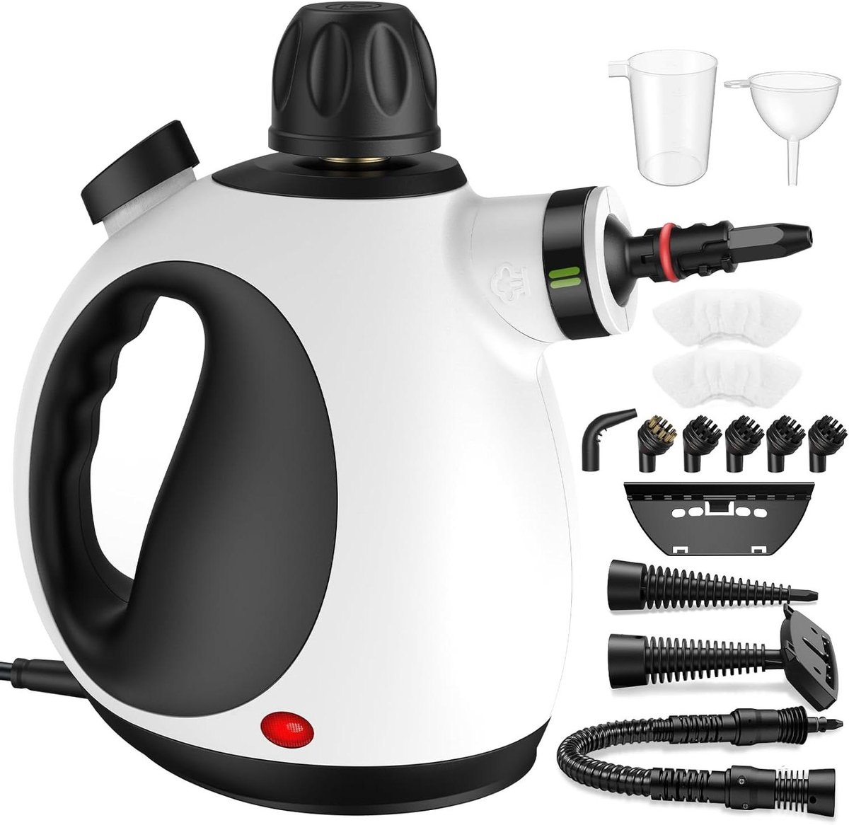 Handstoomreiniger - Stoomreiniger Set - Huis Reinigen - 1050 Watt Krachtig - 350ml Tank - Wit Zwart